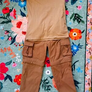 Brown Cargo Pants with Matching Tank